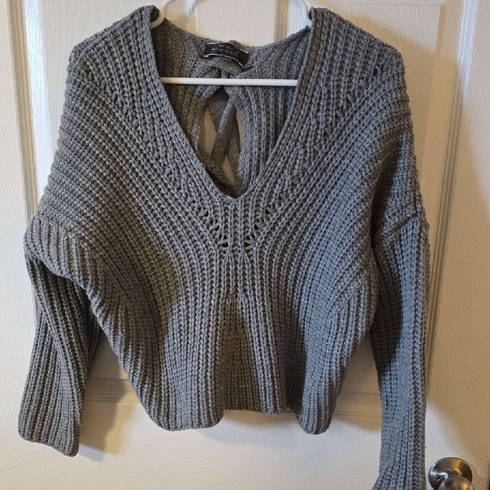 Blue Blush Charcoal V-Neck Sweater